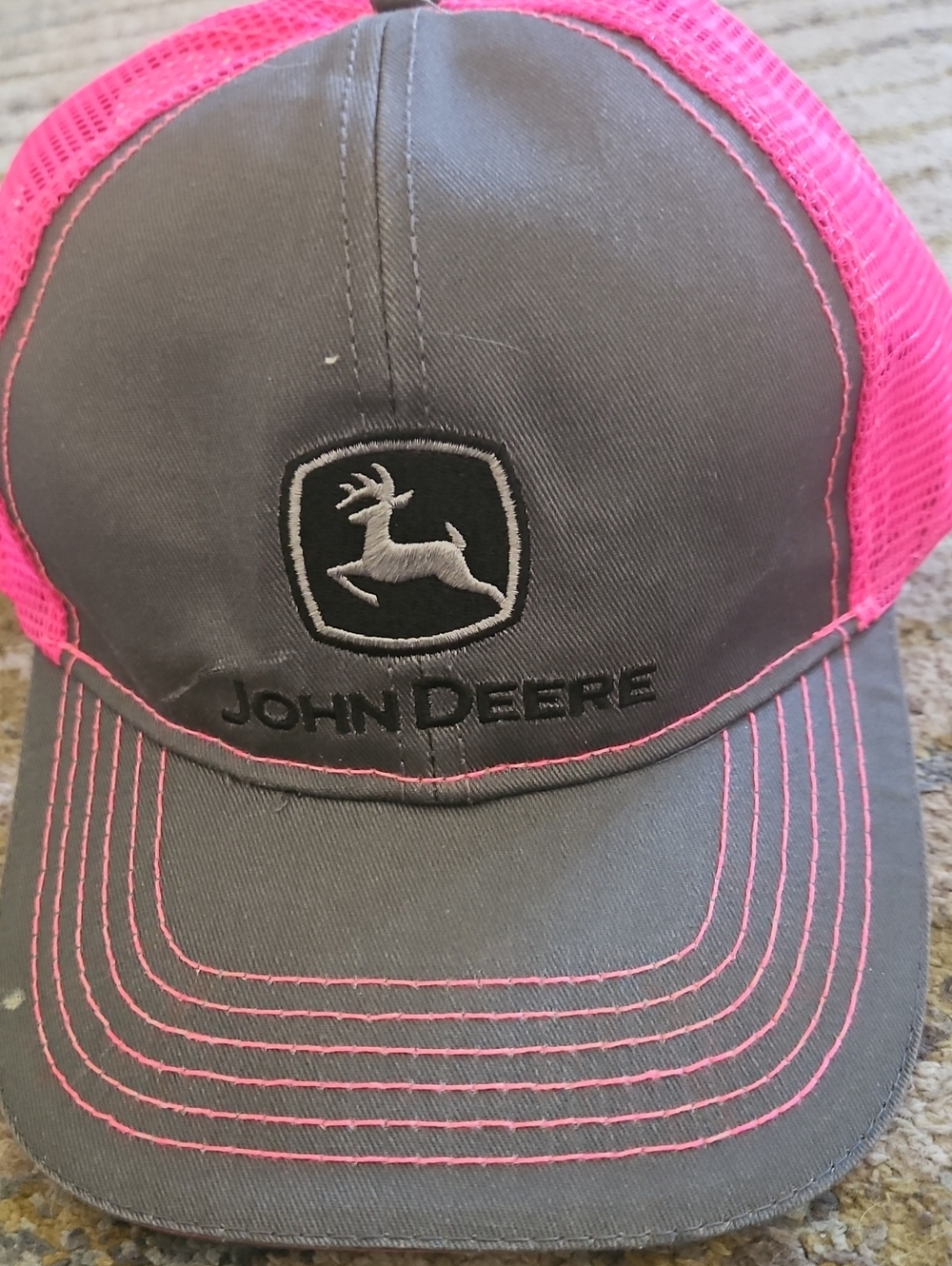 John Deere Gray and Pink Mesh Hat